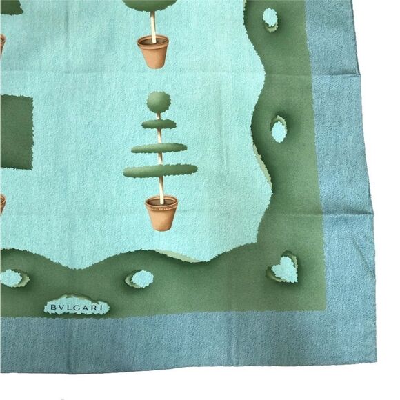 New! Rare BVLGARI Scarf Tree Pattern 100% Silk by Davide Pizzigoni 90x90 - Picture 6 of 12